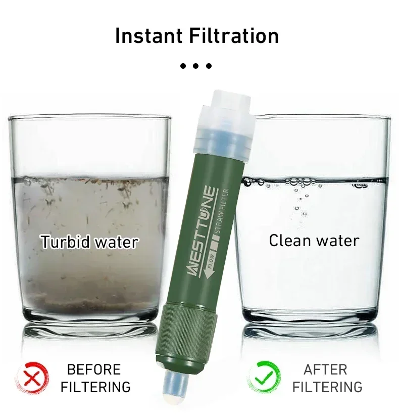 Outdoor Camping Water Filter - Westtune Kantong Air Serat Karbon TUP