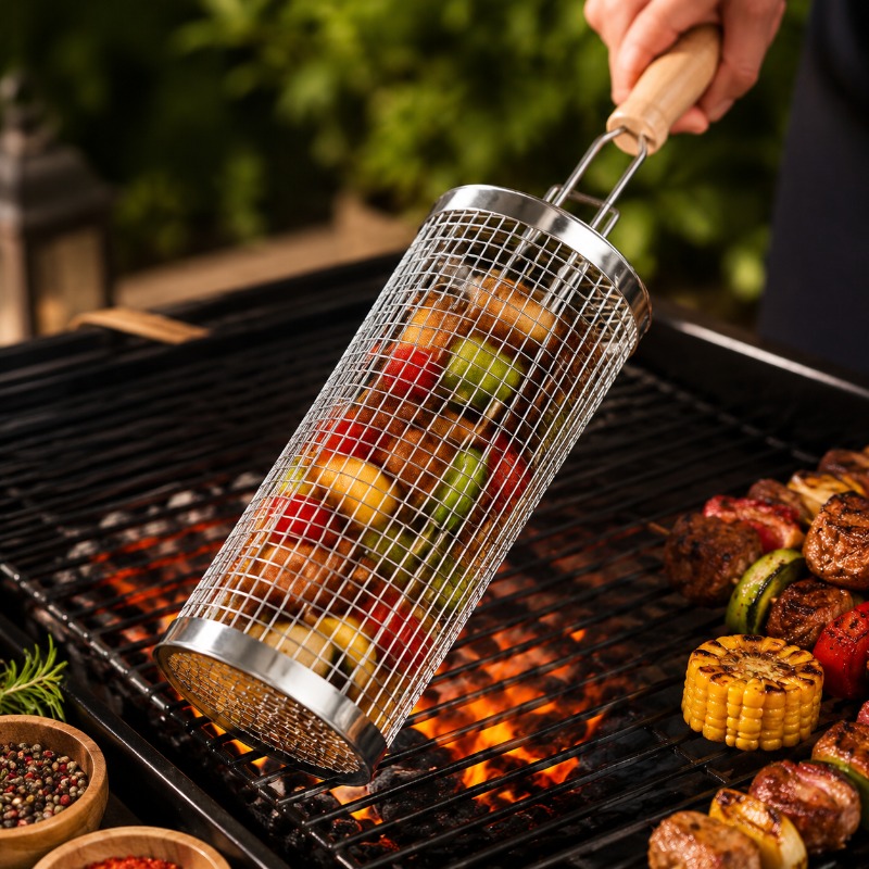 Outdoor Camping Youtube - Set Keranjang Panggangan Barbekyu Bulat dari
