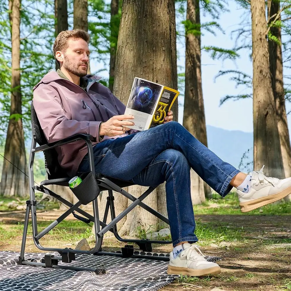Kursi Goyang Camping Hitam yan - Outdoor Camping Rocker ulasan dan harga