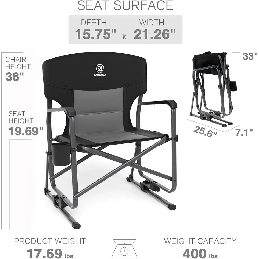 Kursi Goyang Camping Hitam yan - Outdoor Camping Rocker ulasan dan harga