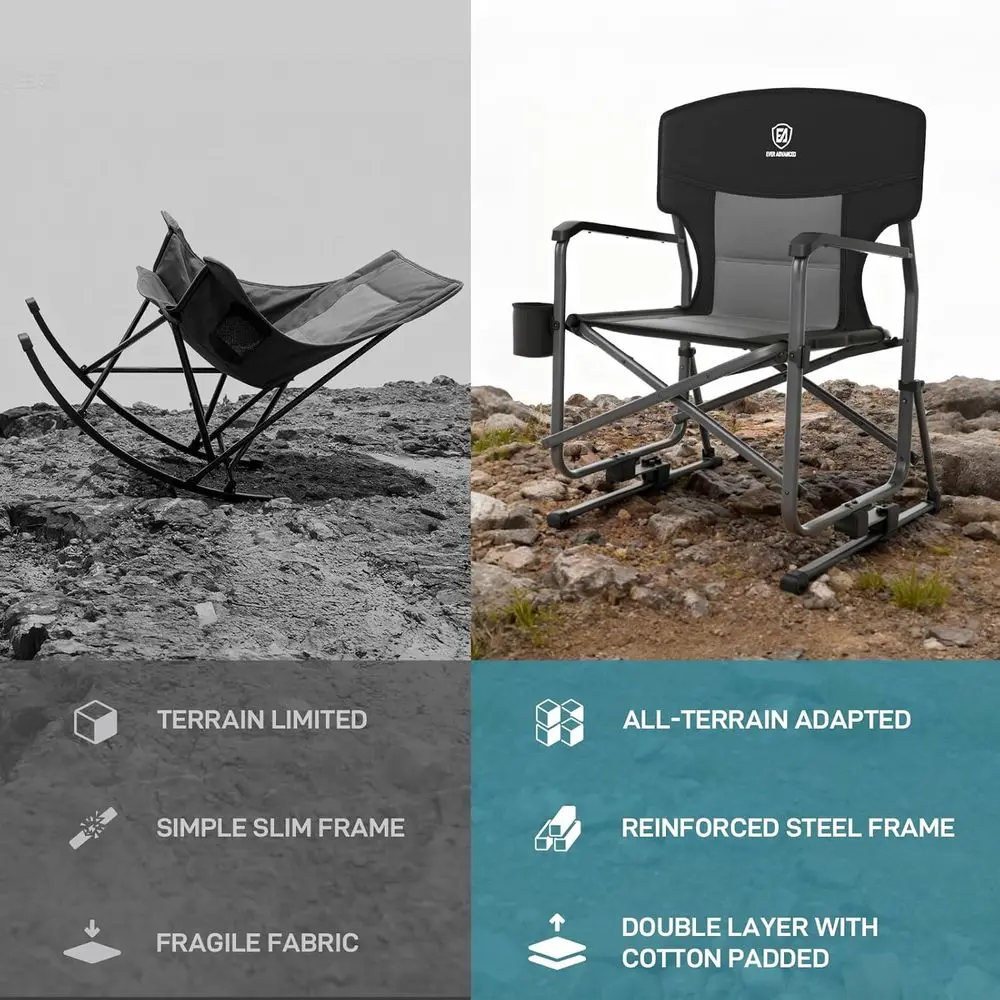 Kursi Goyang Camping Hitam yan - Outdoor Camping Rocker ulasan dan harga